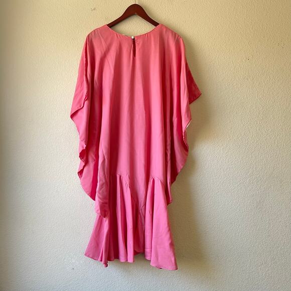 Vintage 70s Hans Jutte Hawaii Pink Floral Kaftan Midi Dress Size‎ Small - Picture 2 of 6